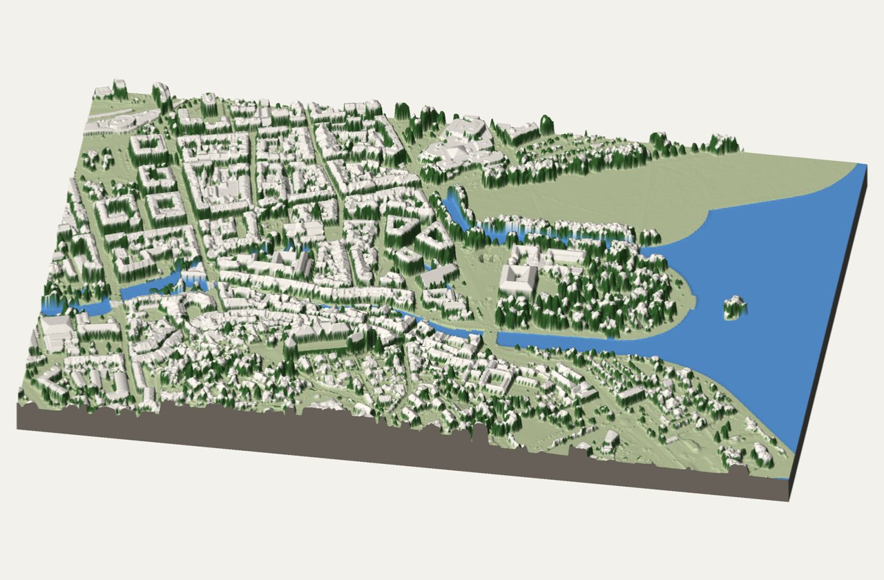 Annecy, vieille ville et lac, modèle 3D